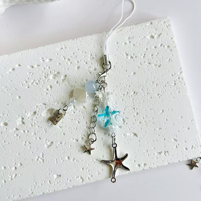 Wholesale Starfish Key Beaded Pendant Bag Hanging Accessories Mobile Phone Chain
