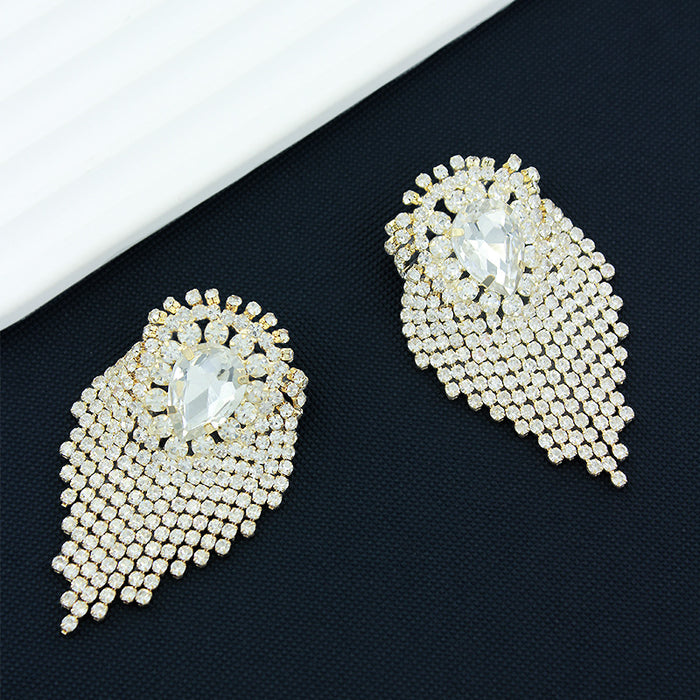 Wholesale Shiny Rhinestone Tassel Earrings Personalized Popular Women's Trend Diamond Earrings