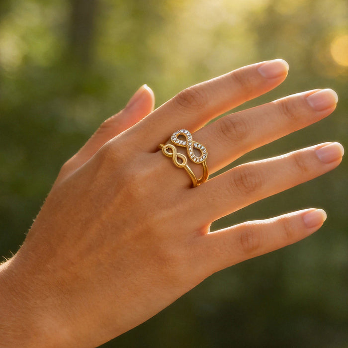 Wholesale Stainless Steel Geometric Open Ring with Micro-Set Zircon Gold Finish Trendy