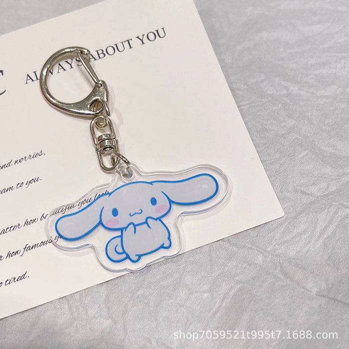 Wholesale Double-sided Keychain Cute Cartoon Book Bag Pendant Transparent Pendant Acrylic Key Ring for Men and Women