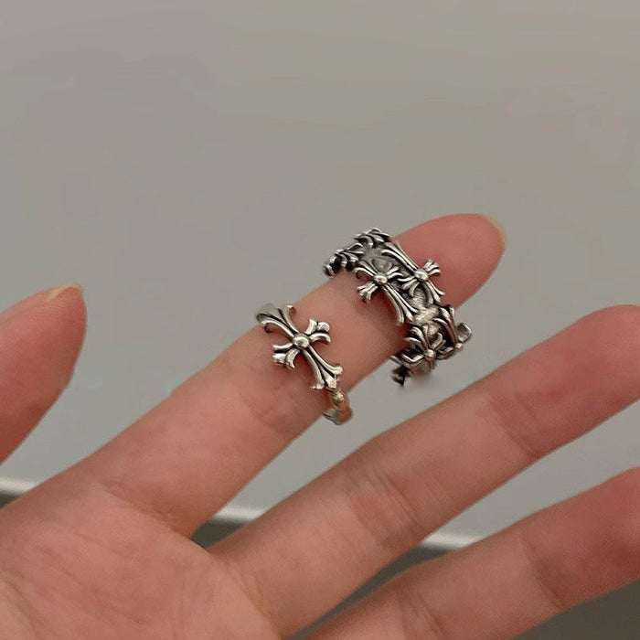 Wholesale Cross open ring women's retro pair of rings light luxury niche high-end sense