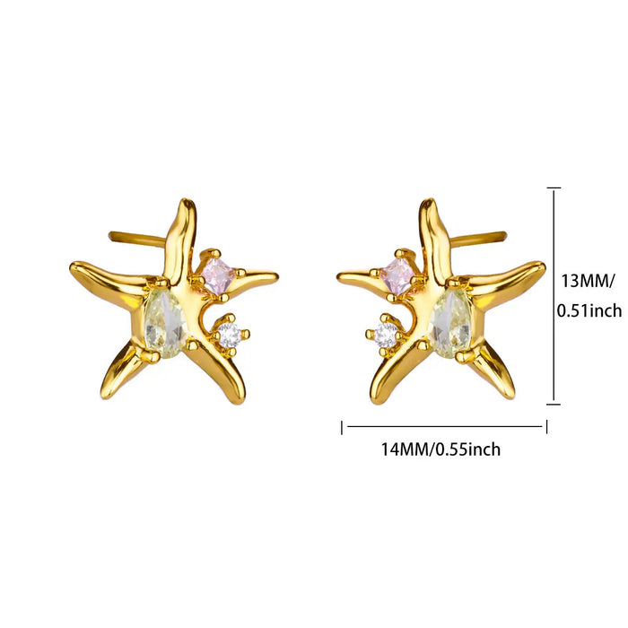 Wholesale Titanium Steel Star Earrings Studs Imitation Pearl High-End Niche Jewelry