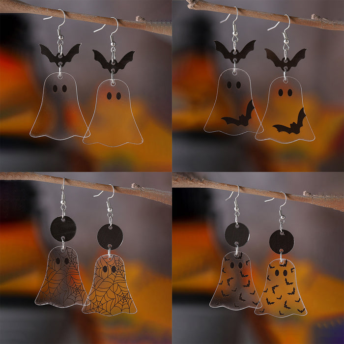 Wholesale  Bat Ghost Splicing Pendant Earrings Acrylic Double-Sided Earrings  Earrings