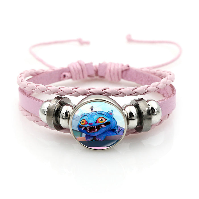 Wholesale Kpop Leather bracelet unisex pink multi-layer braided beaded hand jewelry anime surrounding