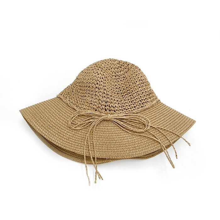 Wholesale Hat Women's Fisherman Hat Sun Protection Hat Large Brim Spliced Paper Straw Hat