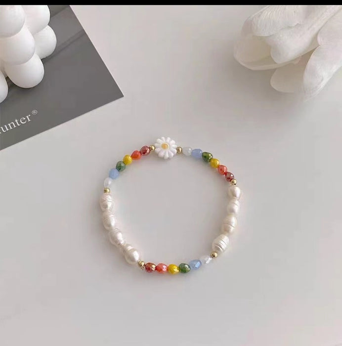 Wholesale Colorful Pearl Flower Necklace Women's Light Luxury Clavicle Chain Temperament Design Necklace