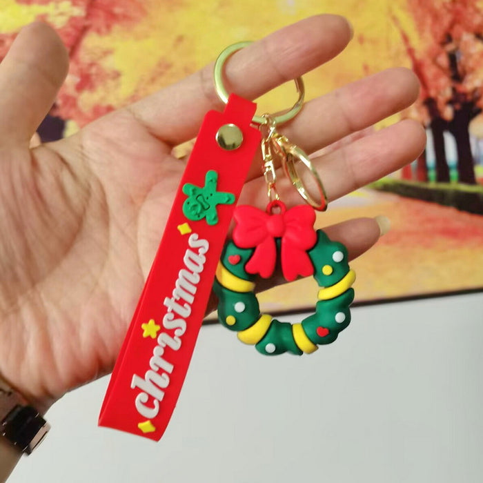 Wholesale Silicone Christmas Keychain Cute Cartoon Pendant