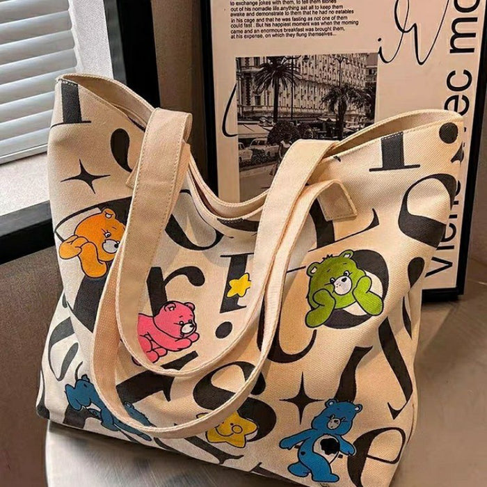 Wholesale Student Canvas Bag Women' s Large Capacity Tote Commuter Bag Versatile Printed