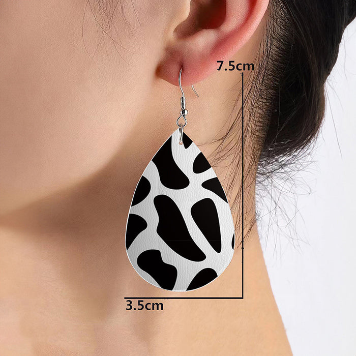 Wholesale Water Drop Leopard Print Leather Earrings JDC-ES-Fushen001