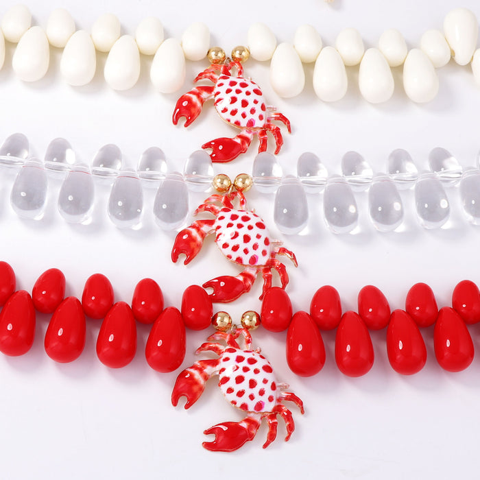 Wholesale Cross-Border European and American Beach and Ocean Resort Style Exaggerated Fashion Simple Alloy Printed Crab Pendant Women's Necklace