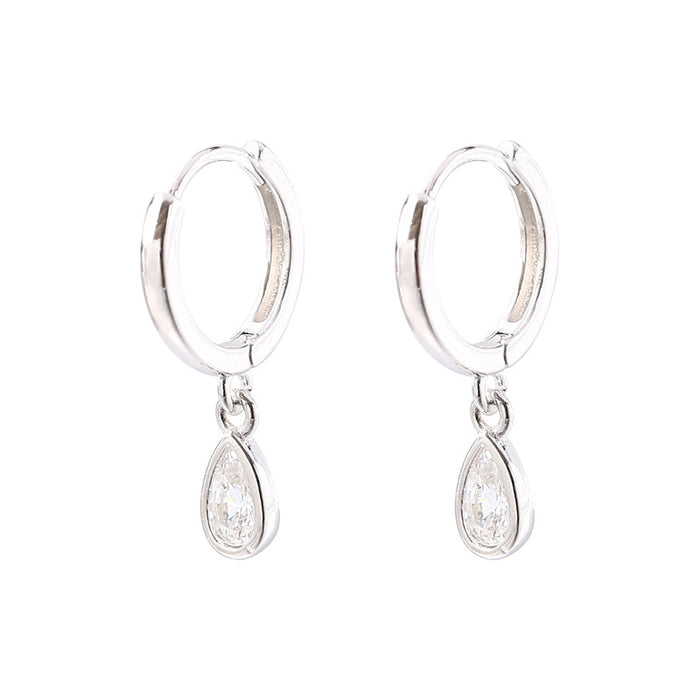 Wholesale Zircon Water Drop Ear Buckle Earrings for Women's Trendy, Minimally and Minimally Designed with a Sense of Luxury and Temperament