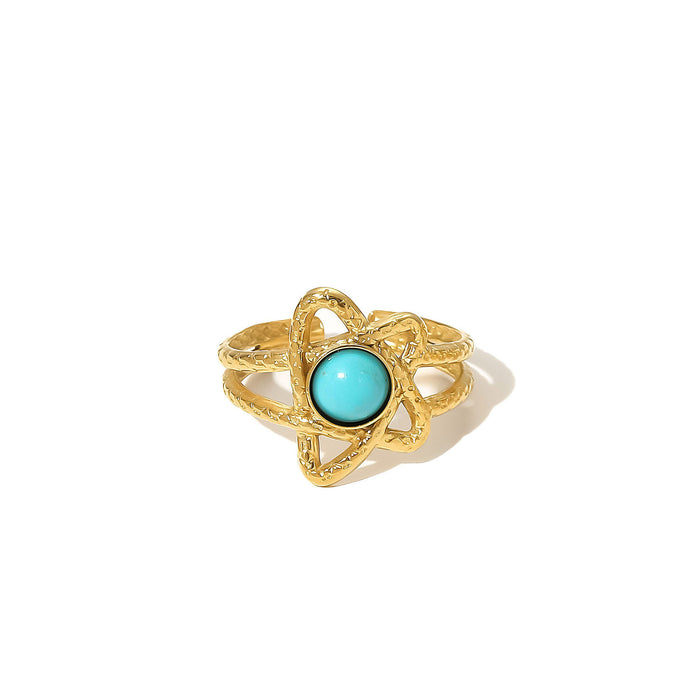 Wholesale Stainless Steel Snake-Shaped Turquoise Adjustable Rings