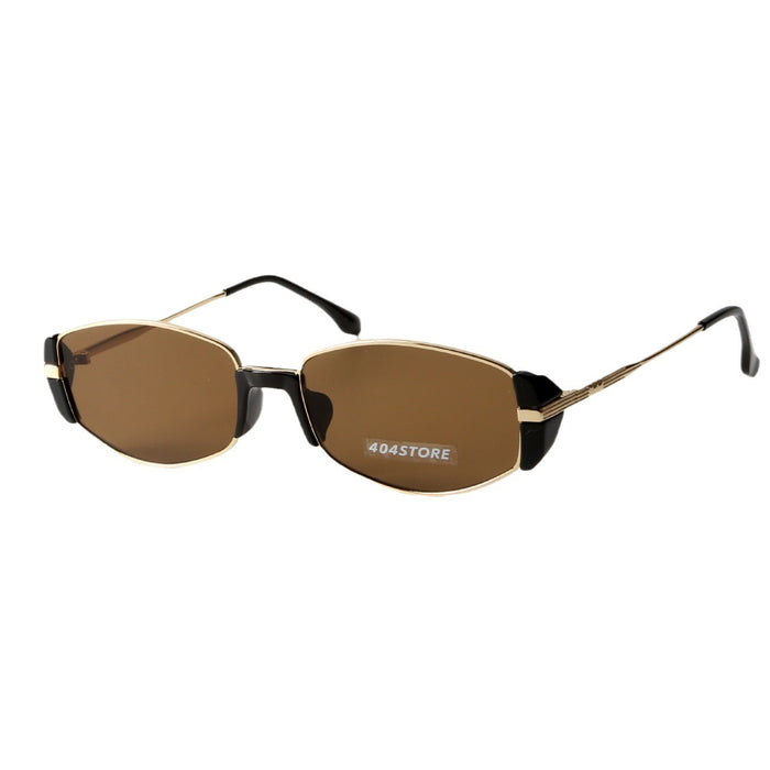 Wholesale New, modern, retro, high-end, tea colored narrow frame small brown mirror, cat eye sunglasses, sunglasses