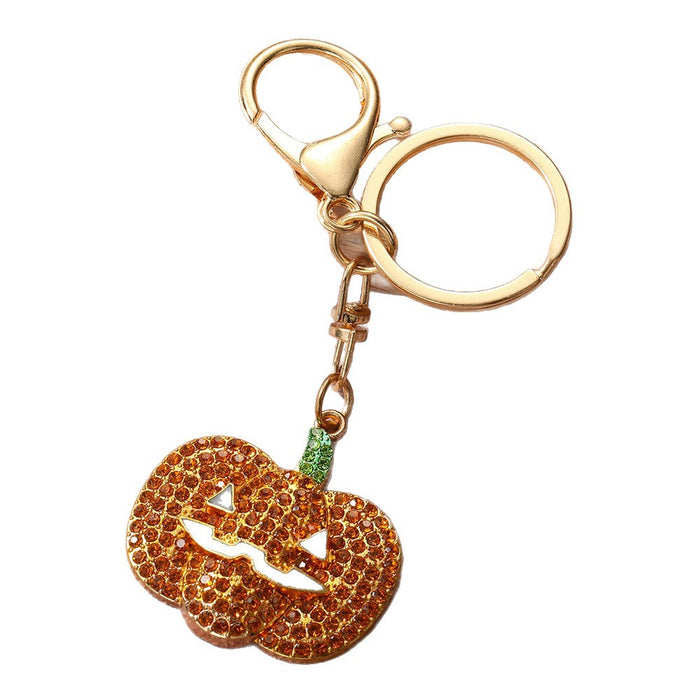 Wholesale Vintage Pumpkin Full Rhinestone Keychain Zinc Alloy Car Key Accessory