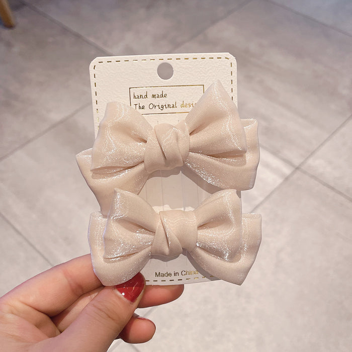 Wholesale Small Pearlescent Fabric Bow Hair Clip JDC-HC-Diqian003
