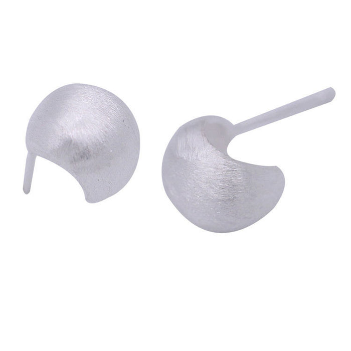 Wholesale 2 sterling silver fashionable and compact brushed frosted curved earrings with a simple and versatile temperament