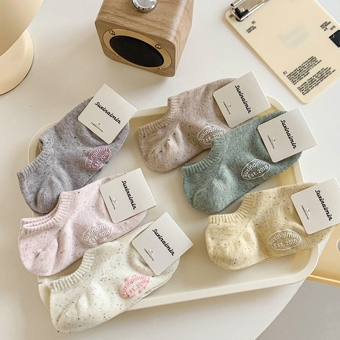 Wholesale Socks children shallow mouth invisible socks with letters on the soles of the feet silicone anti slip