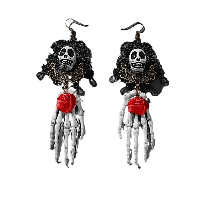 Wholesale Gothic Horror Skull Palm Halloween Resin Earrings JDC-ES-Qianzi001