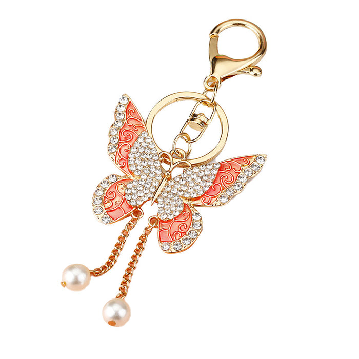 Wholesale Butterfly Car Keychain Pendant Metal Keychain Ring Creative New Diamond Pendant Gift