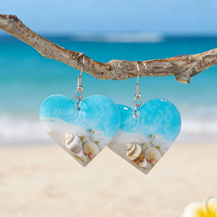 Wholesale Ocean Theme Acrylic Drop Earrings Turtle Starfish Pattern Boutique Jewelry