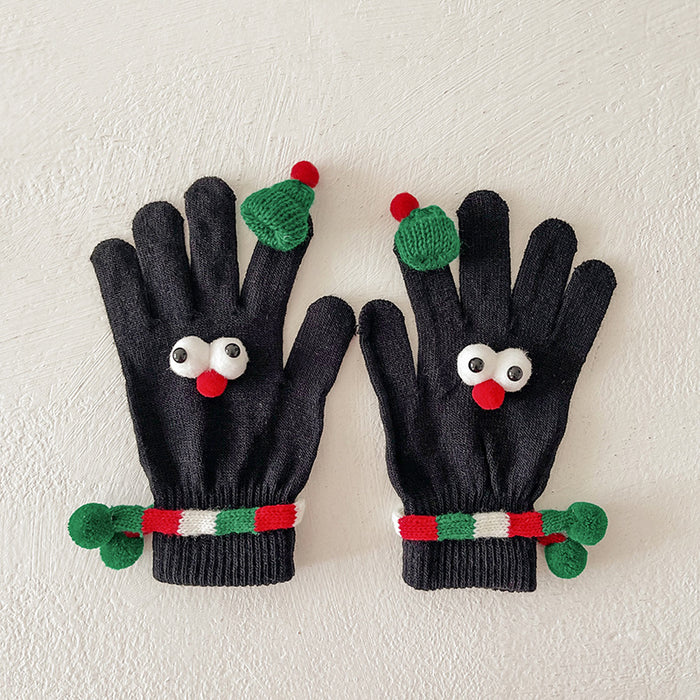 Wholesale Christmas gloves this year red children' s socks funny warm five-finger gloves