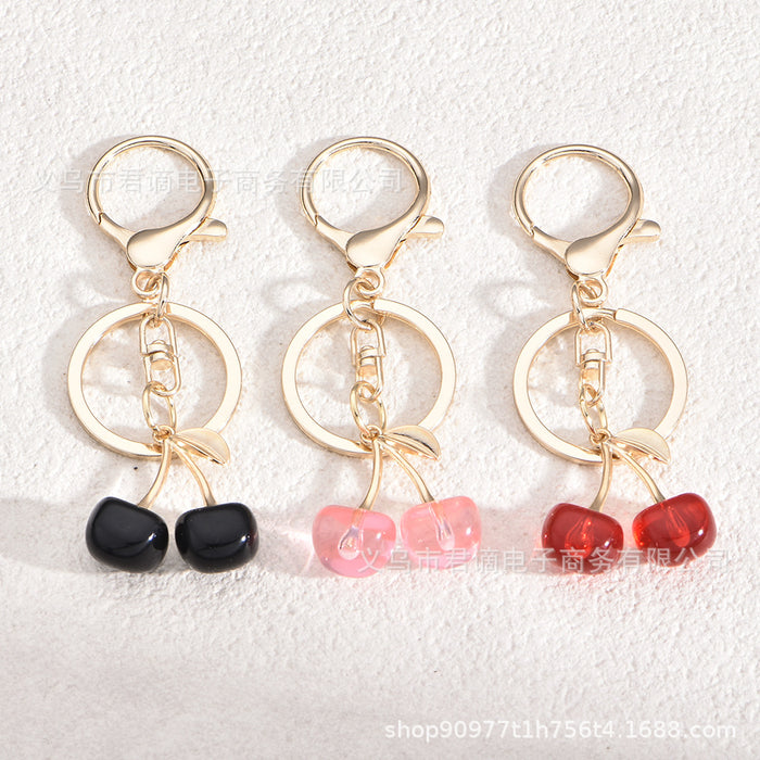 Wholesale cherry key chain simulation fruit key ring girl bag pendant decoration