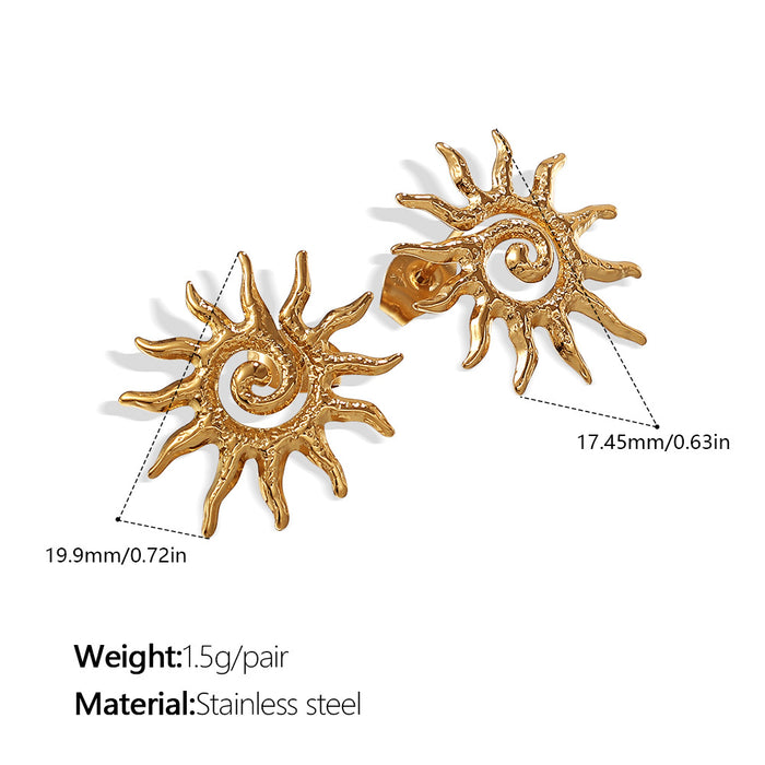Wholesale Sun Stainless Steel Gold-Plated Earrings Popular Earrings Sunflower Earrings