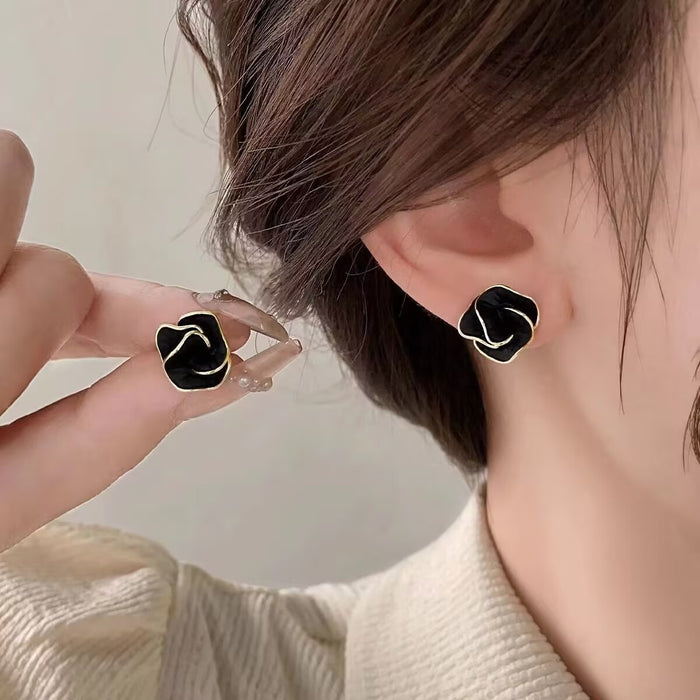 Wholesale Camellia oil drop earrings, elegant floral earrings