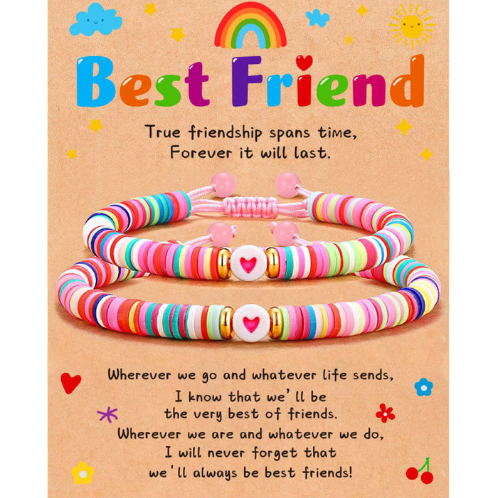 Wholesale Friend Card Woven Bracelet Friend Colored Soft Ceramic Love Bracelet Stretchable Friendship Woven Bracelet