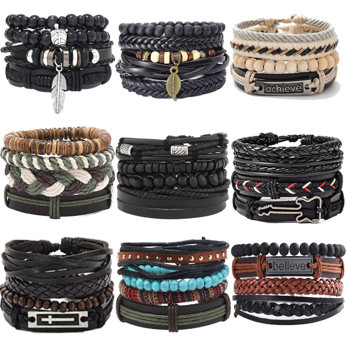 Wholesale Vintage Men's Bracelet Multilayer Alloy Leather Bracelet JDC-BT-XH021