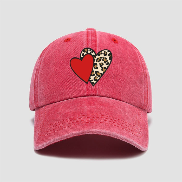 Wholesale Leopard print heart-shaped baseball cap, retro and fashionable duckbill cap, personalized sun hat