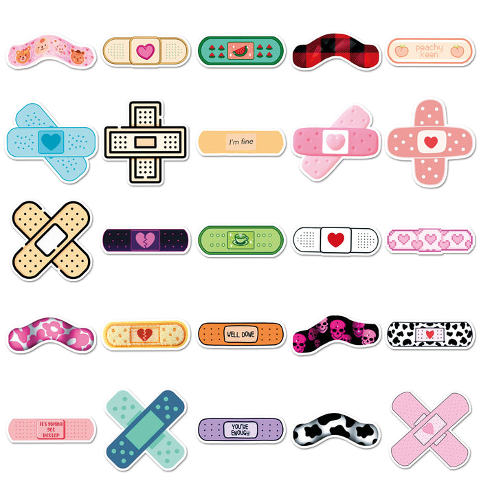Wholesale 50pcs Cartoon Cute Creative Waterproof Band-Aid Graffiti Stickers
