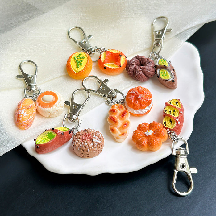 Wholesale French alkaline bread keychain small pendant girls bag student backpack pendant