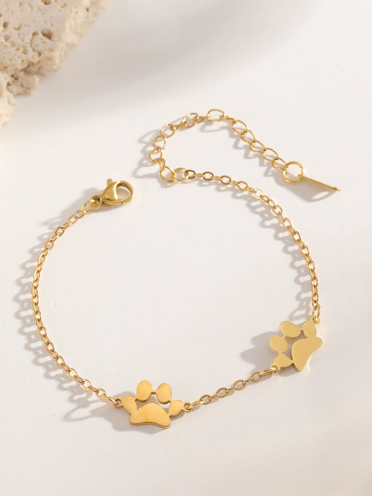Wholesale 2pcs Stainless Steel Pet Paw Print Bracelet