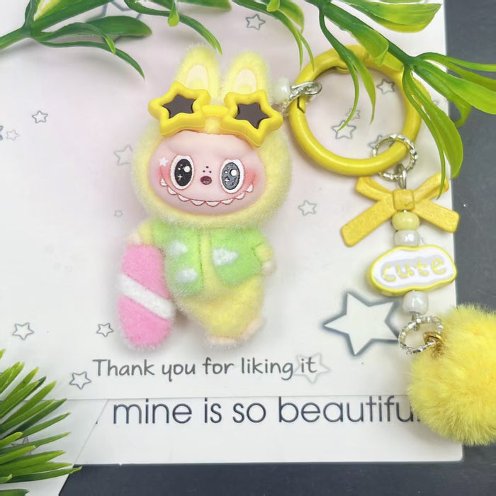Wholesale flocked cute doll keychain pendant