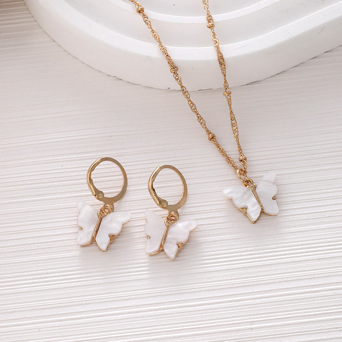 Wholesale Acrylic Butterfly Necklace Earrings Set JDC-NE-ChaoK004