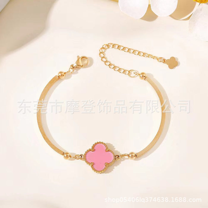 Wholesale titanium steel four-leaf clover bracelet JDC-BT-Modeng001