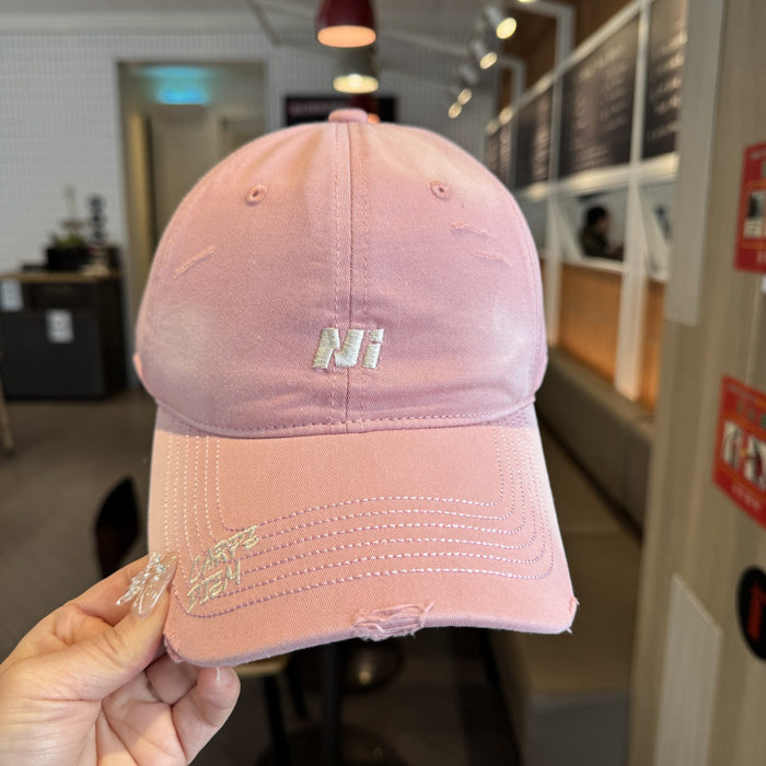 Wholesale Broken hole hat, washed baseball cap, casual embroidered letter duckbill cap, new season sun hat