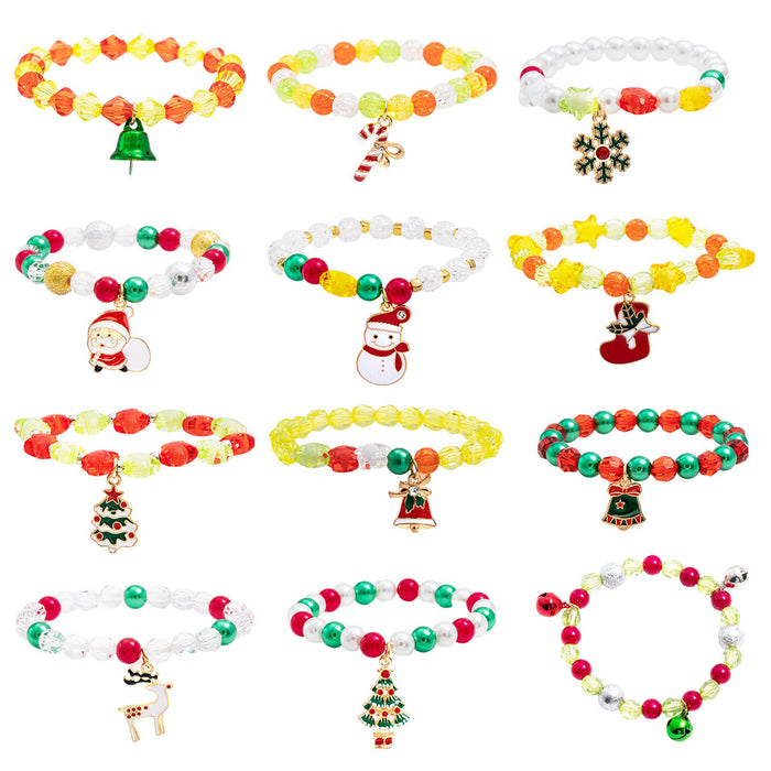 Wholesale Christmas Bracelets for the Elderly,  Christmas Decorations,  Snowflake Bells,  Elk Bracelets,  Elastic Bracelets