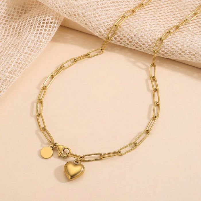 Wholesale Minimalist Stainless Steel Bracelet with Heart Pendant