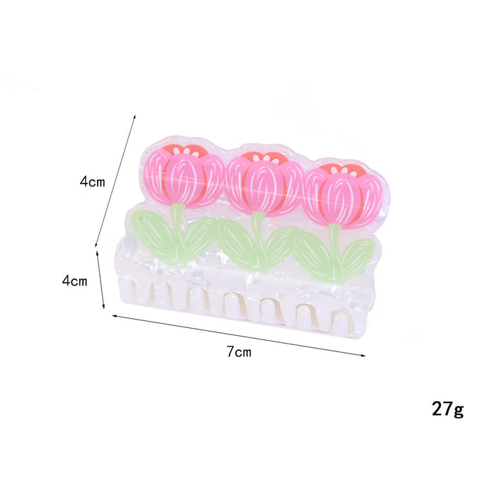 Wholesale Handmade Acetic Acid Pink Tulip Flower Claw Clip Hair Accessory Sweet Girl Casual Gift