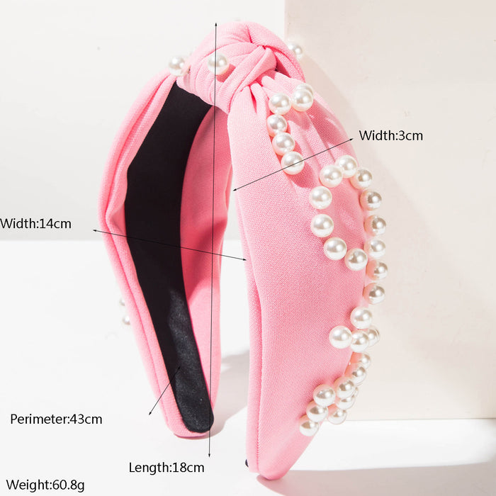 Wholesale Valentine' s Day pearl-embellished " LOVE"  letter knot headband