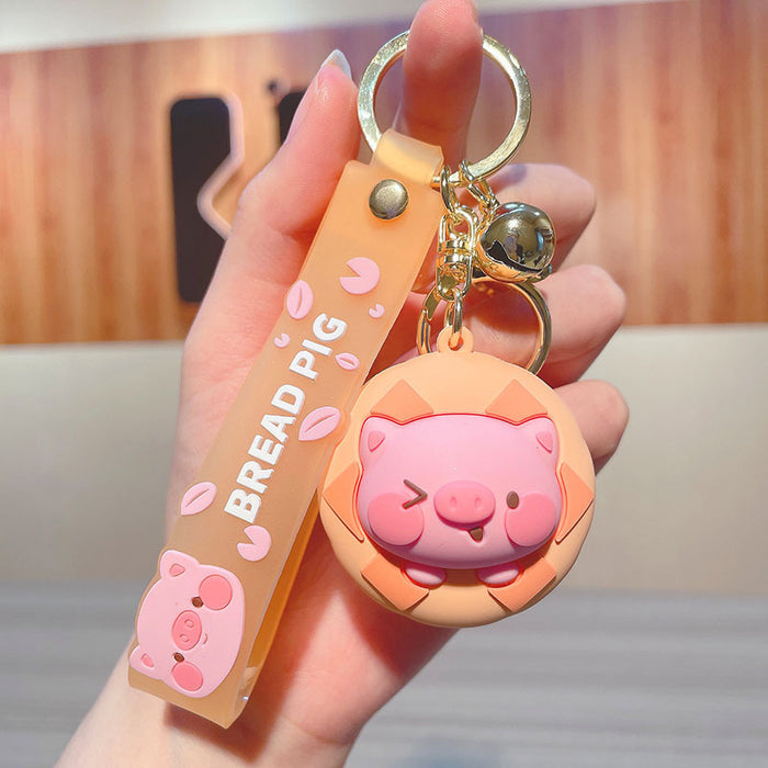 Wholesale Cute PVC Cartoon Bread Pig Keychains