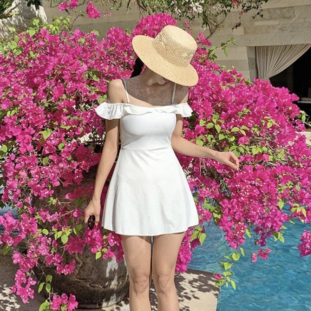 Wholesale New vacation hot spring swimsuit with a slimming one-piece skirt style swimsuit that covers the skin