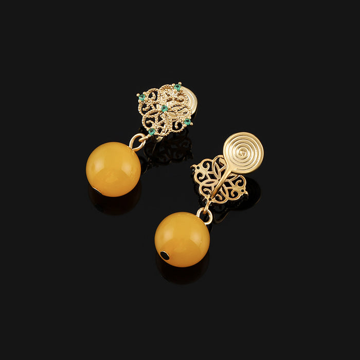 Wholesale Yellow Agate Earrings Earrings Vintage Ear Clip Earrings Without Ear Holes