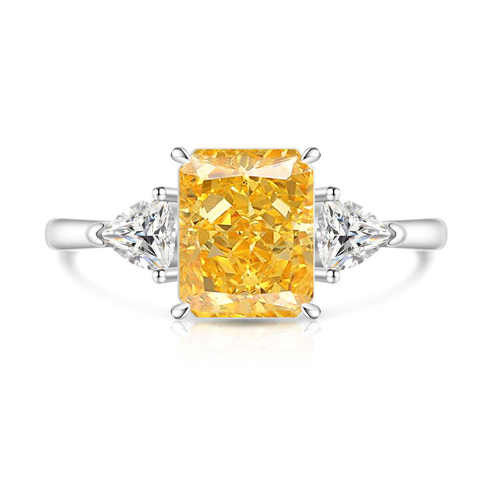 Wholesale Ice Flower Cut Square Ring Copper Real Gold Plating High Carbon Diamond Look Jewelry Accessory for Resale