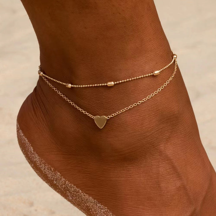Wholesale Bohemian Beach Style Ethnic Anklet Alloy Turquoise Bead Rhinestone Stylish Jewelry Accessory MOQ≥2