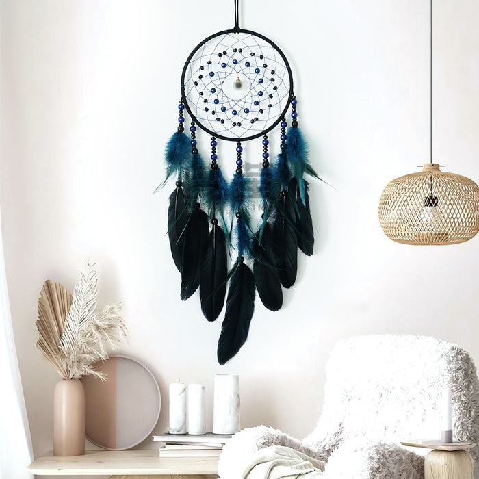 Wholesale Handmade Feather Dreamcatcher Wine Red Boho Wall Hanging Home Decor Accent MOQ≥2