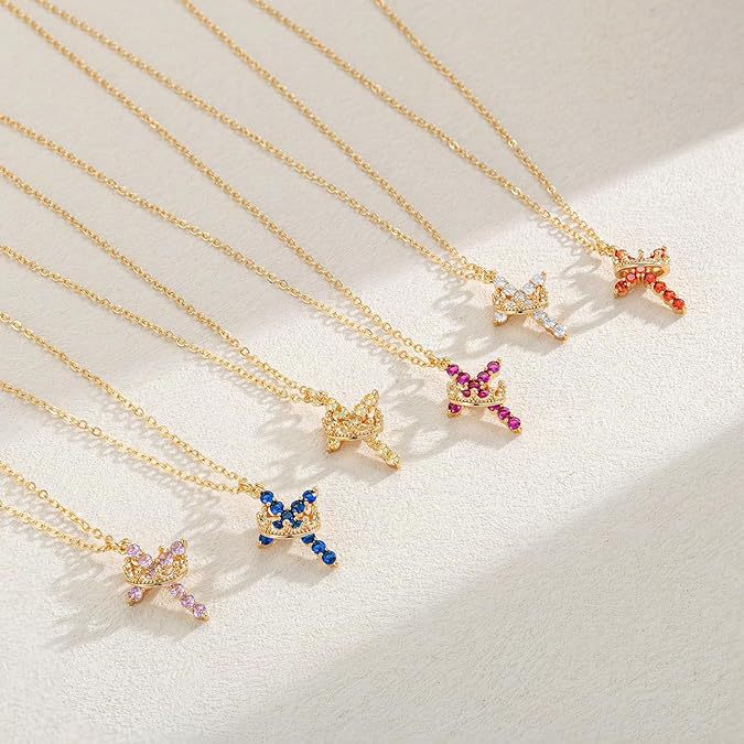 Wholesale Cross Crown Rotating Necklace Versatile Light Luxury High End Necklace Zircon Clavicle Chain