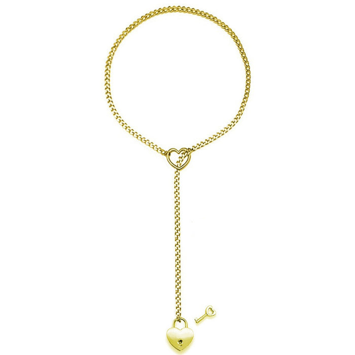 Wholesale New Fashion Love Lock Peach Heart Necklace Stainless Steel Plated Necklace Punk Necklace Decoration